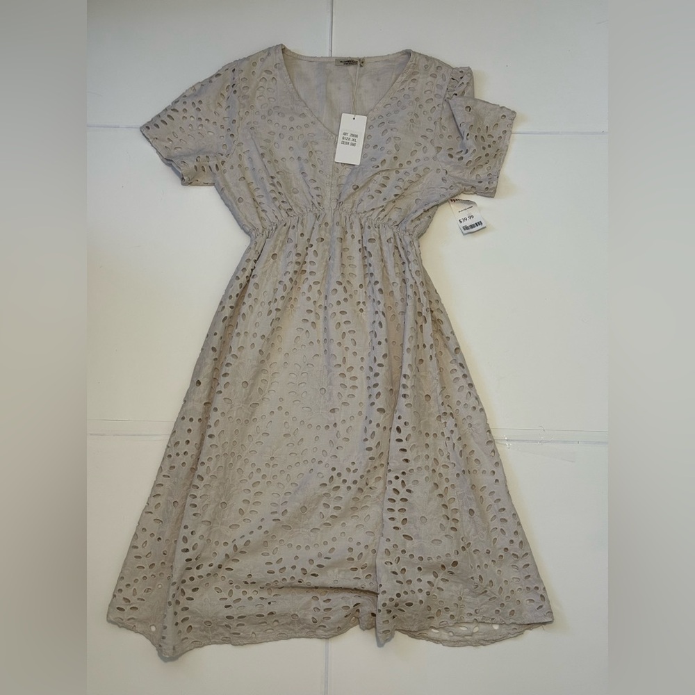 Off-white Eyelet Midi Dress